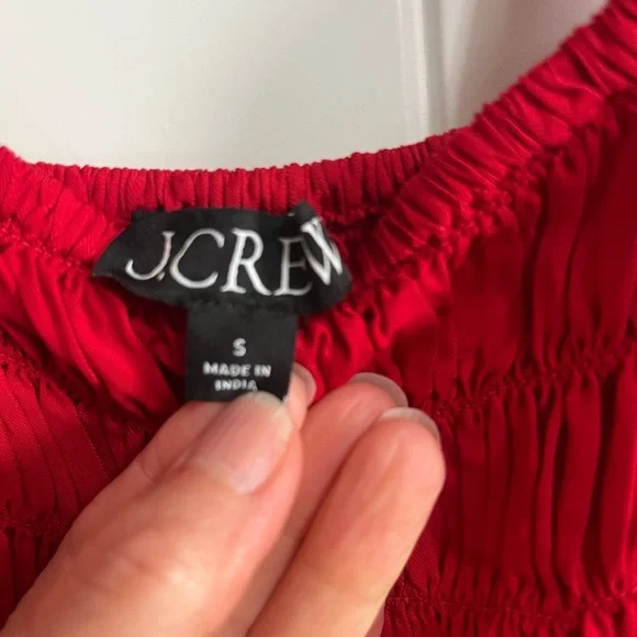 J Crew Red Ruched Maxi Midi Dress Sz Small Spring Wedding Vacation Cruise Beach - Picture 7 of 14